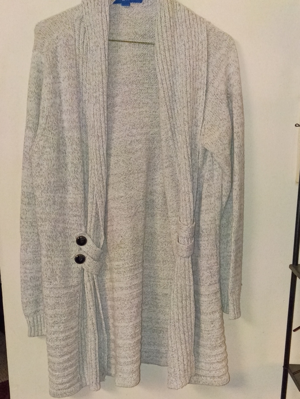 Apt 9 Light Gray Open-Front Knit Cardigan Sweater Size Large